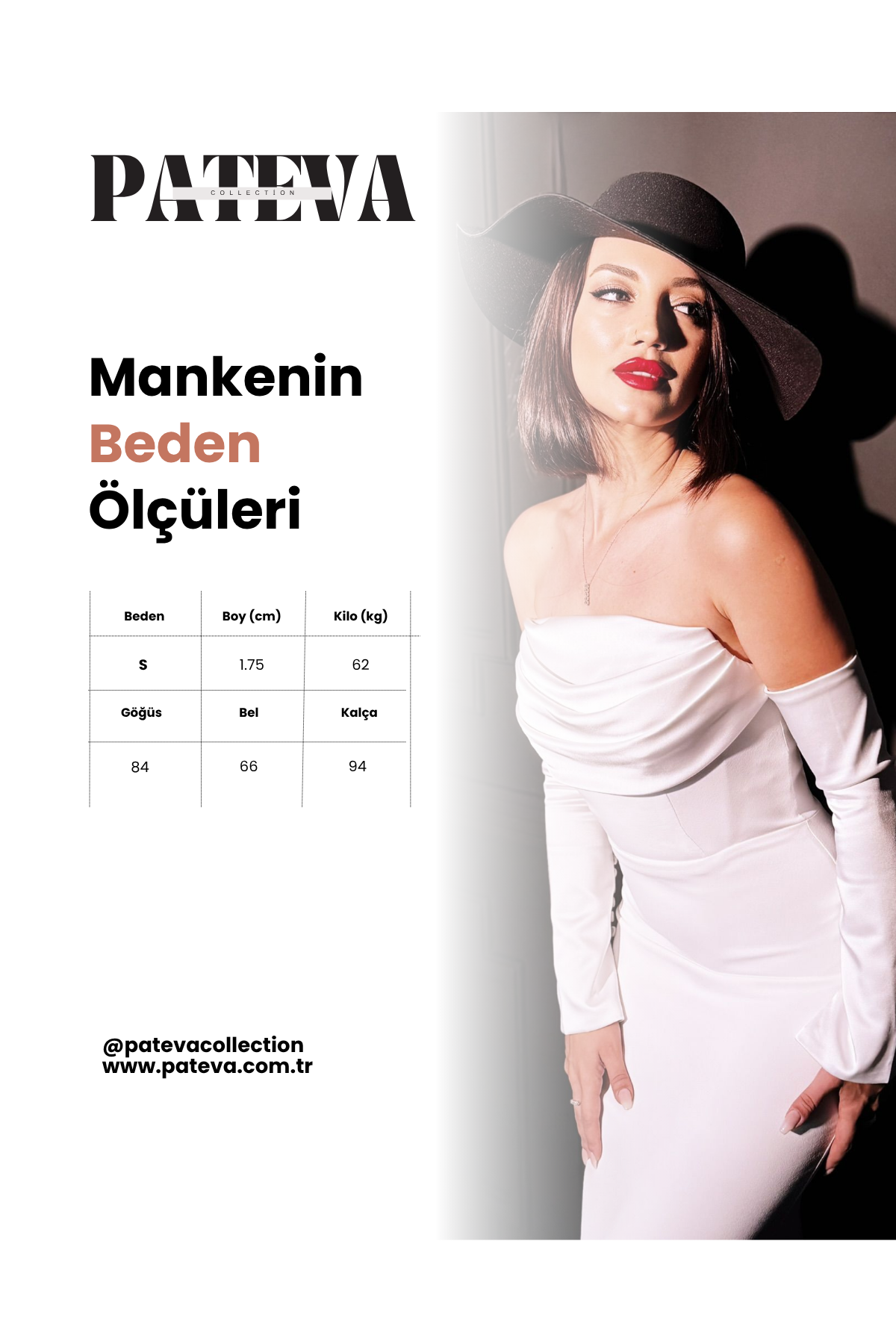Pateva Collection manken beden ölçüleri